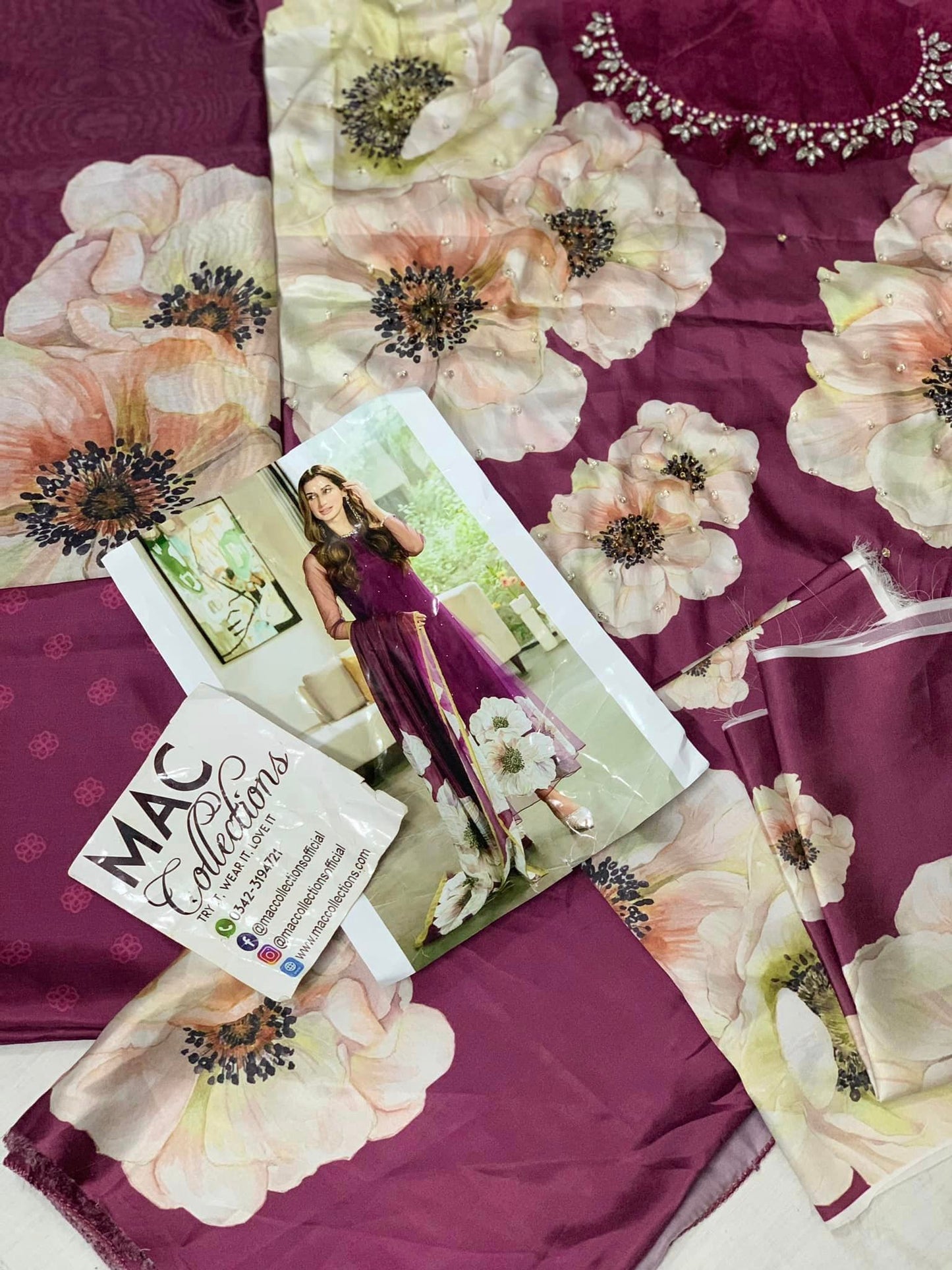 LSR Embroidered Purple Luxury Silk Dress