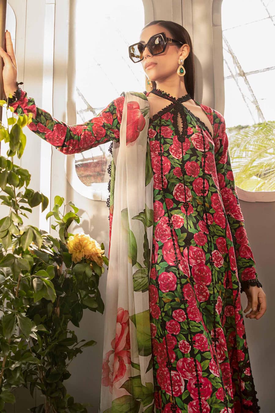 Maria B M Print Pink Flower Luxury lawn Collection Replica