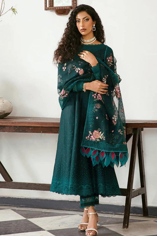 Jazmin Green Luxury lawn Frock Collection Replica