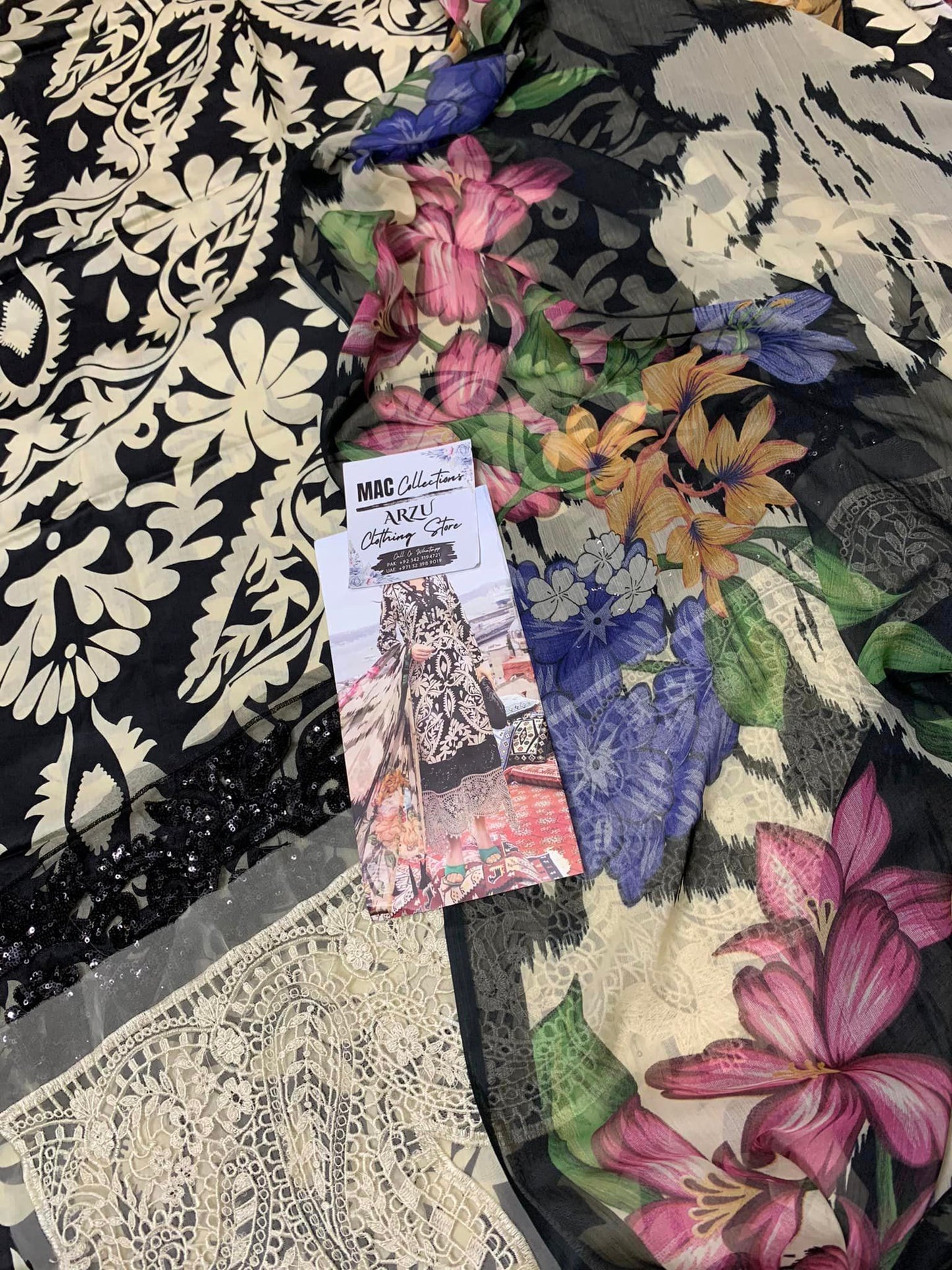 MP Embroidered Black & White Luxury lawn Dress