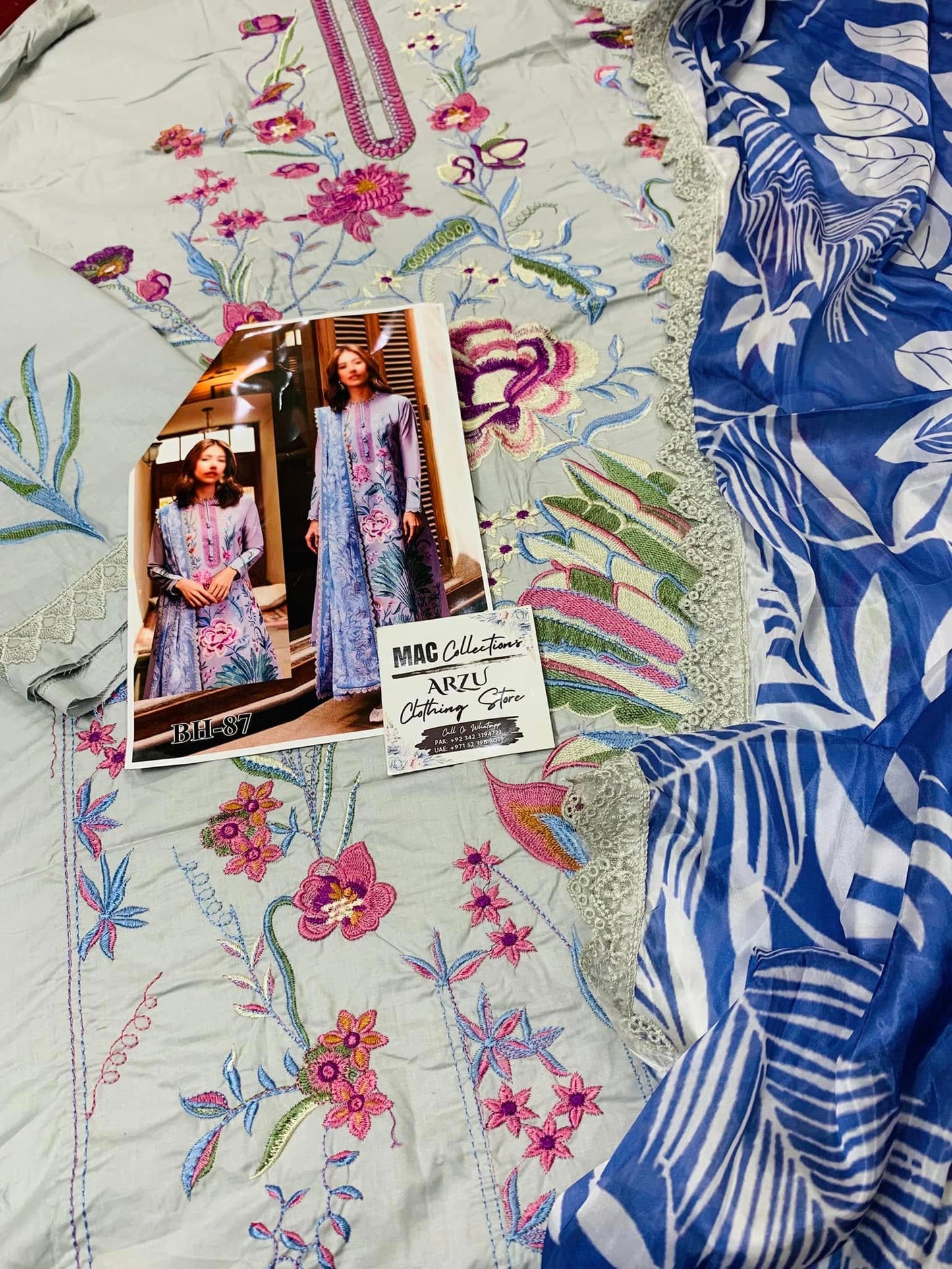 Zaha Embroidered Grey Luxury Lawn Dress