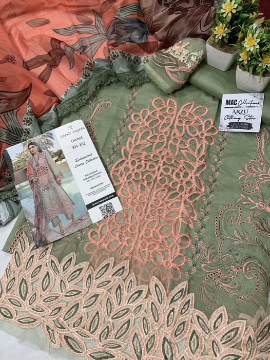 RR Embroidered Pista Luxury Lawn Dress