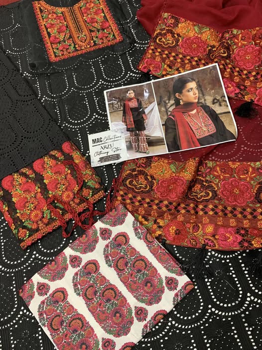 JGN Embroidered Black ChikanKari Luxury Lawn Dress