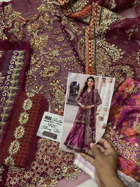 IZK Embroidered Purple Luxury Chiffon lehenga