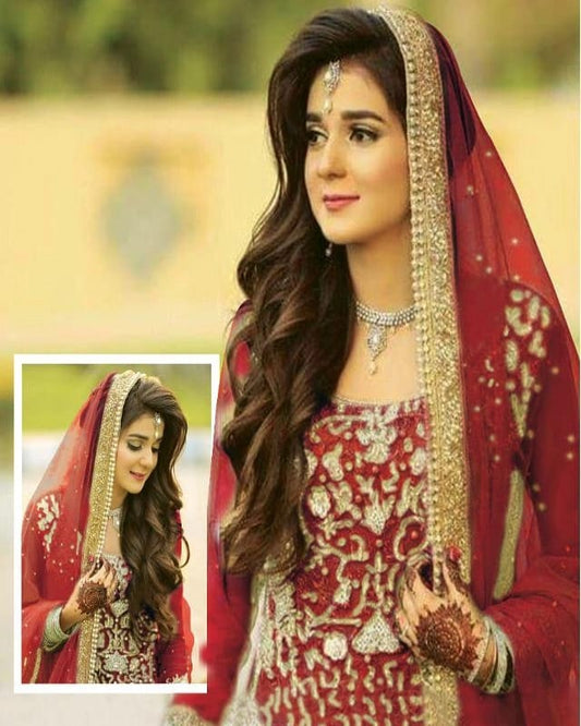 Atif Riaz Bridal Maroon Luxury Net Collection Replica