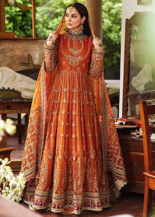 Afrozeh Bridal Orange Maxi Luxury Net Collection Replica