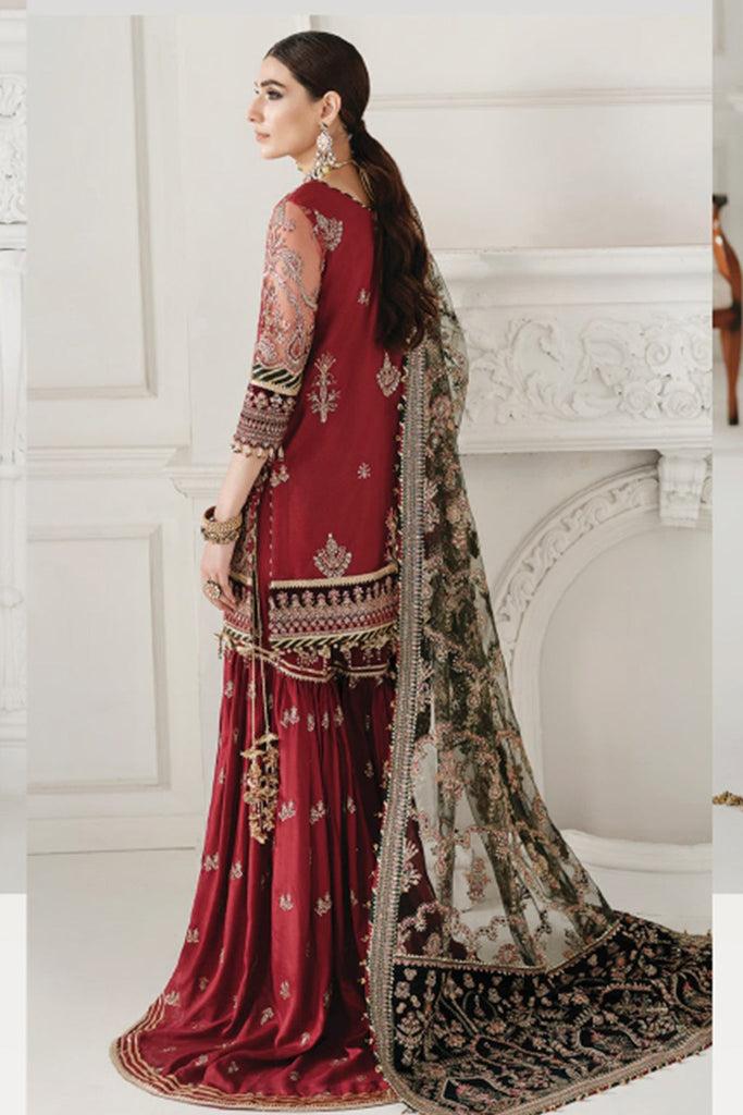 Embroidered Maroon Luxury Net Dress