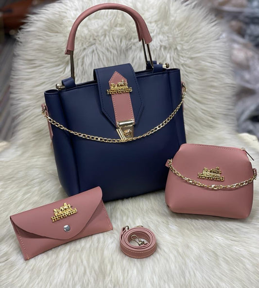 Hermes Set Of 3 Bags (Blue & Tea Pink)