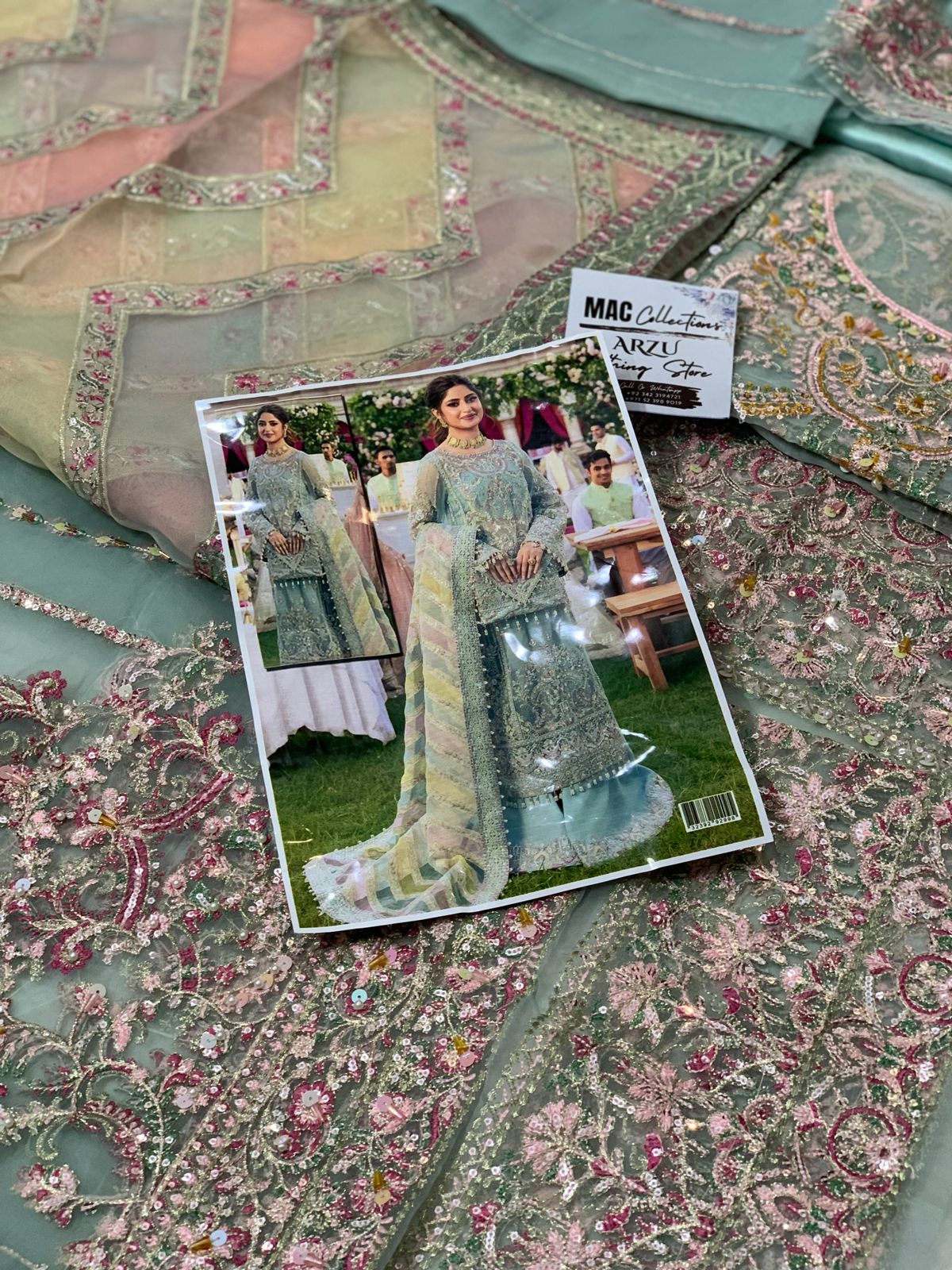 KM Embroidered Sky Blue Luxury Organza Dress
