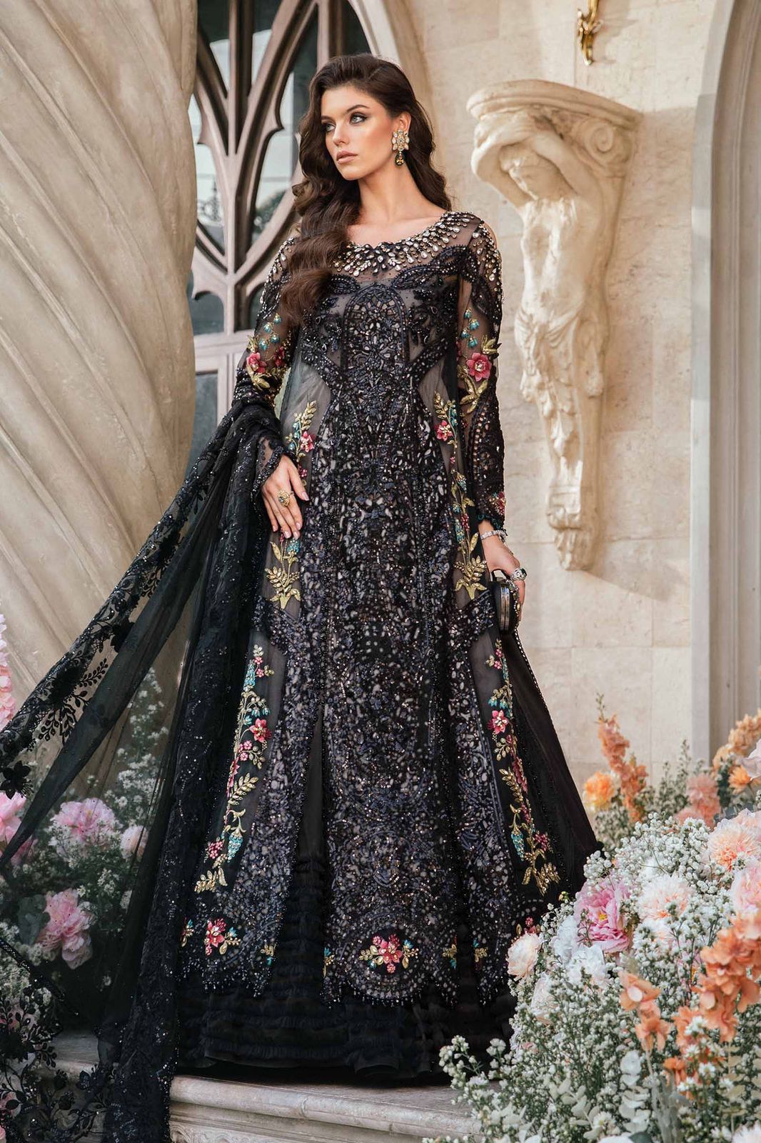 MB Embroidered black Luxury Organza Frock