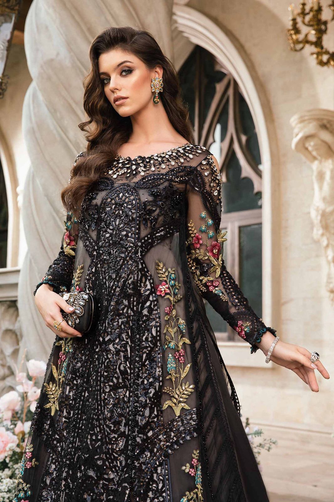 MB Embroidered black Luxury Organza Frock