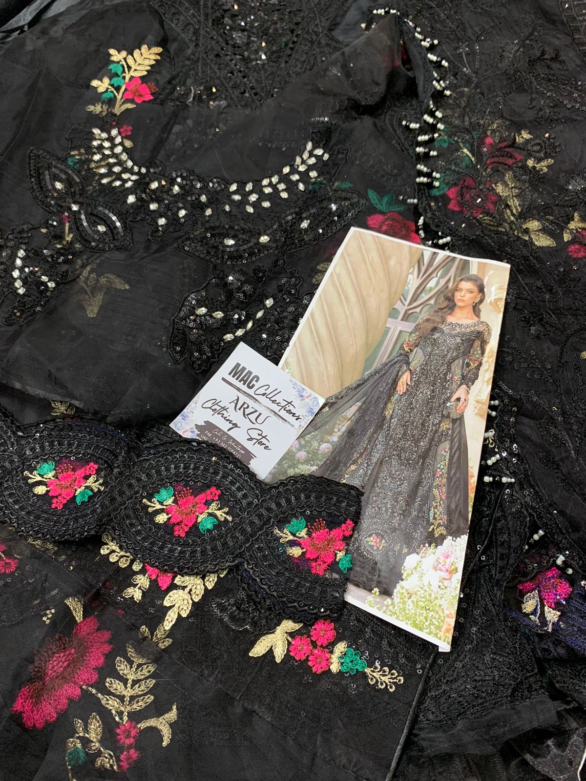 MB Embroidered black Luxury Organza Frock