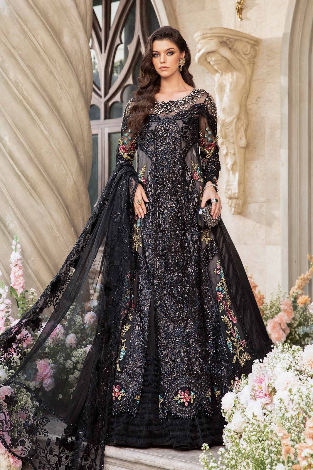 MB Embroidered black Luxury Organza Frock