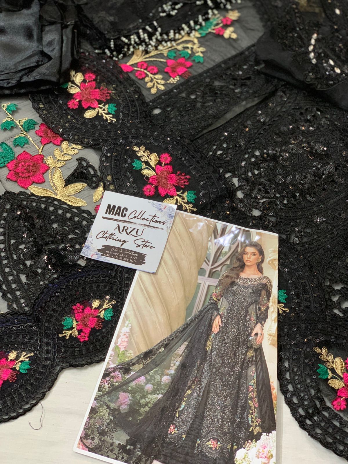 MB Embroidered black Luxury Organza Frock