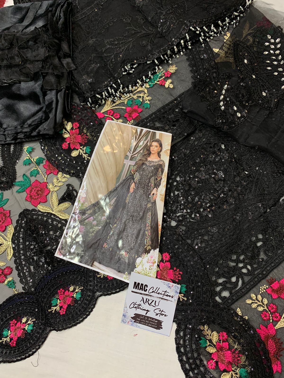 MB Embroidered black Luxury Organza Frock