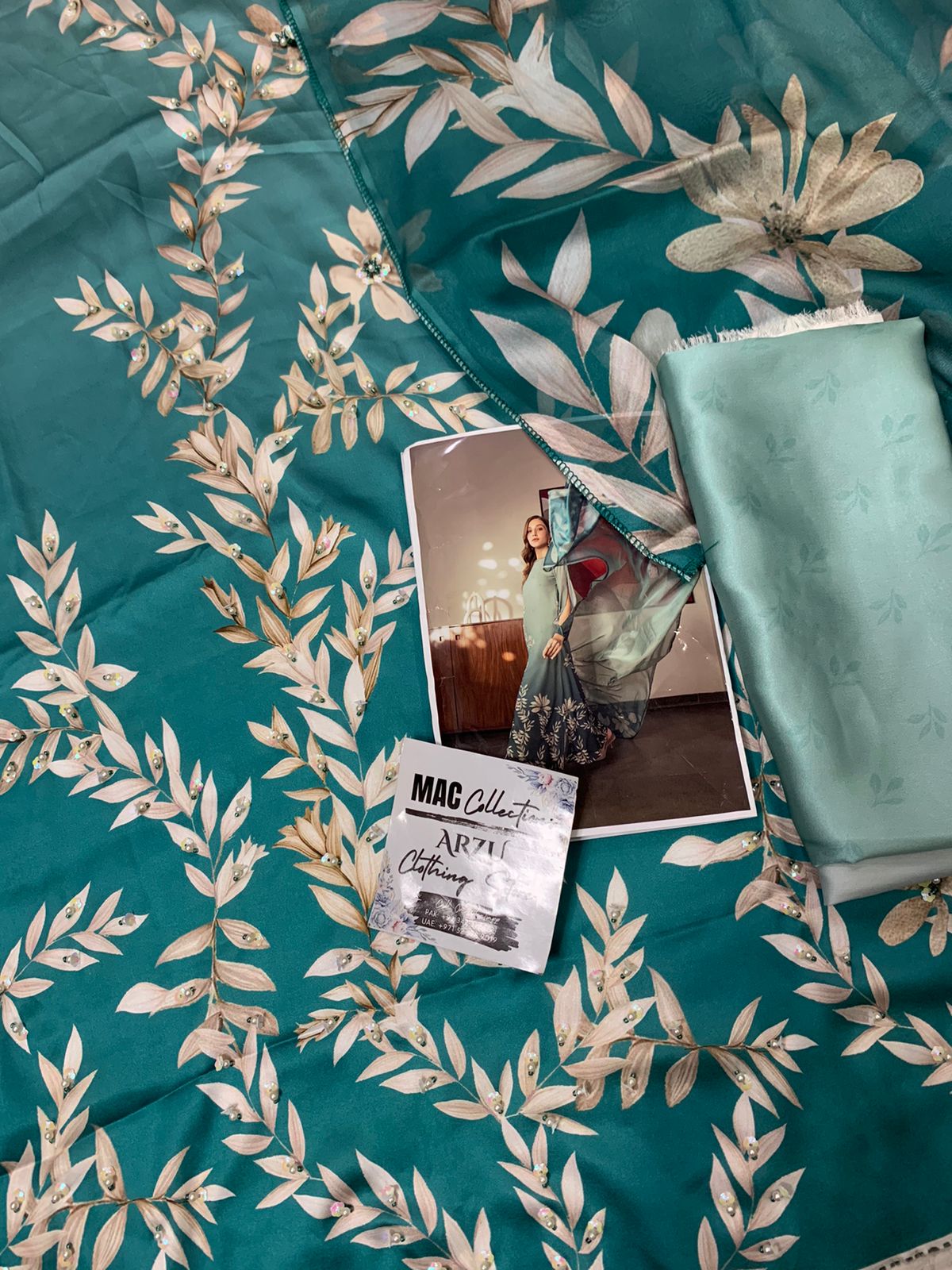 LSR Embroidered Green Tie & Dye Luxury Silk Dress