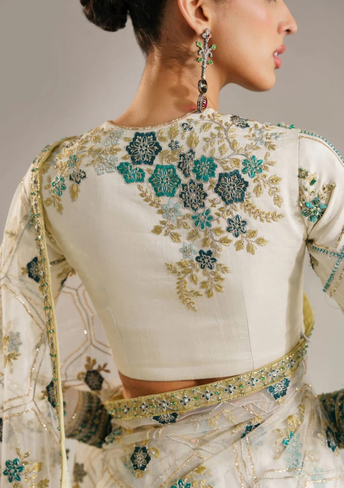 AA Embroidered White Luxury Net Saree