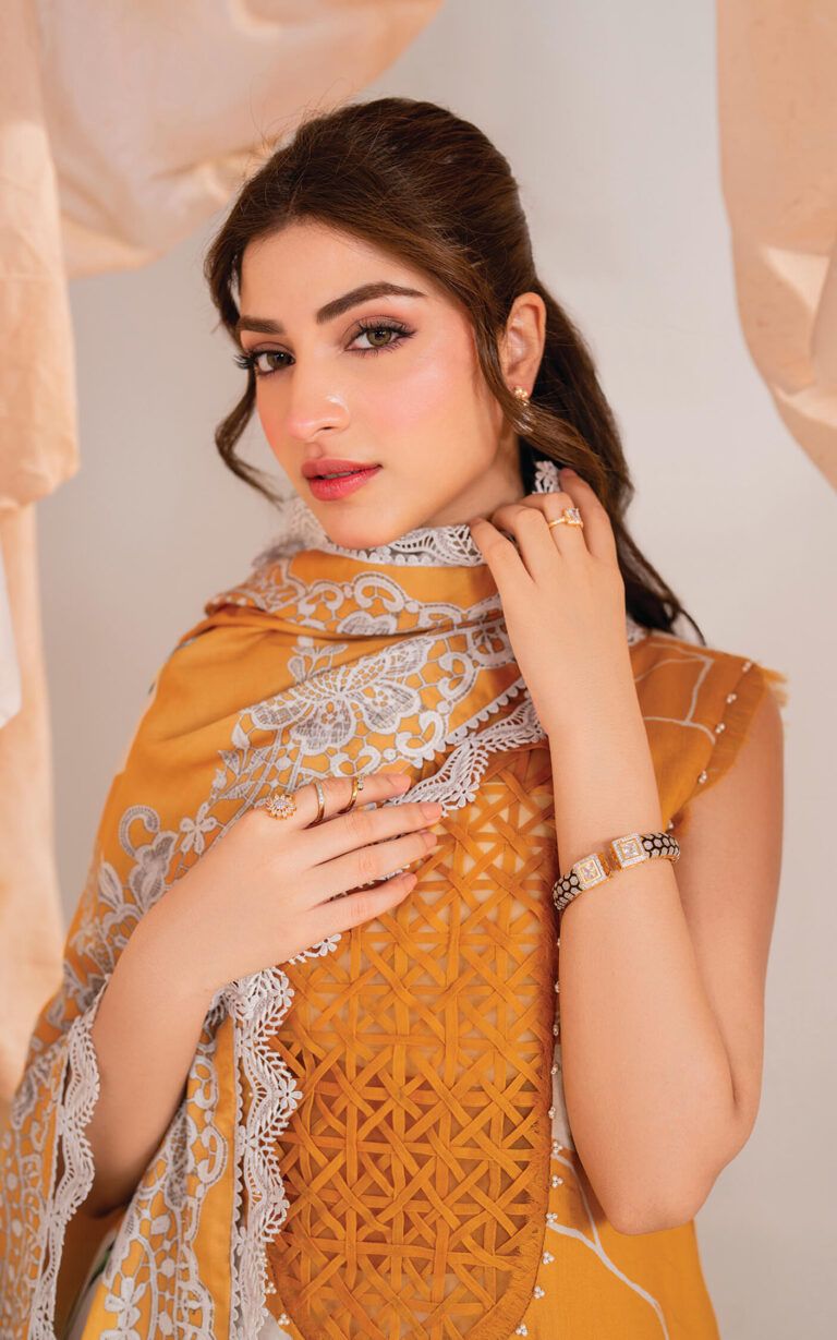 AN Embroidered Yellow Luxury Lawn Dress