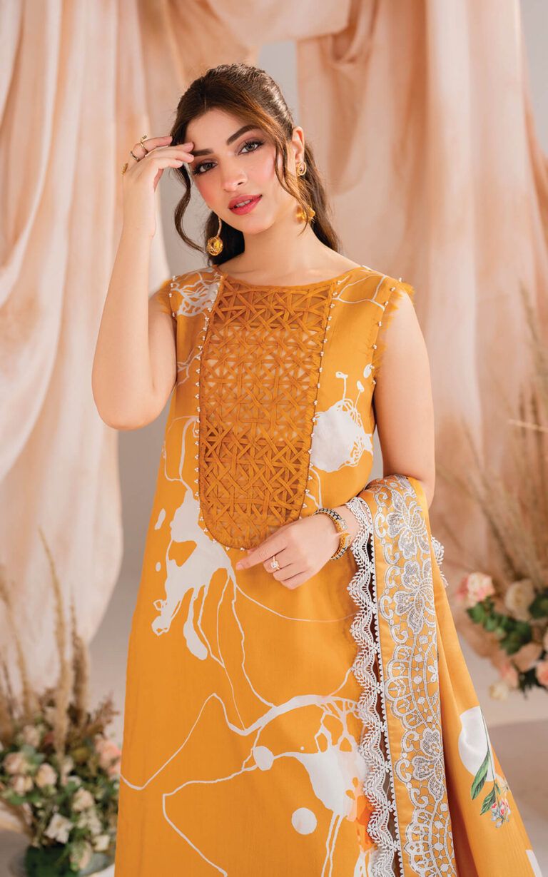 AN Embroidered Yellow Luxury Lawn Dress