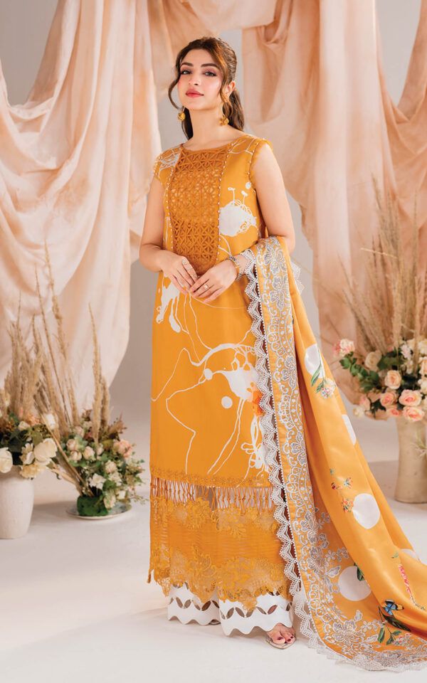 AN Embroidered Yellow Luxury Lawn Dress