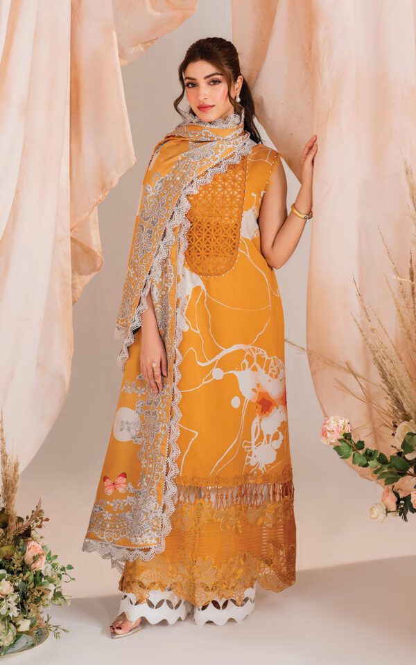 AN Embroidered Yellow Luxury Lawn Dress