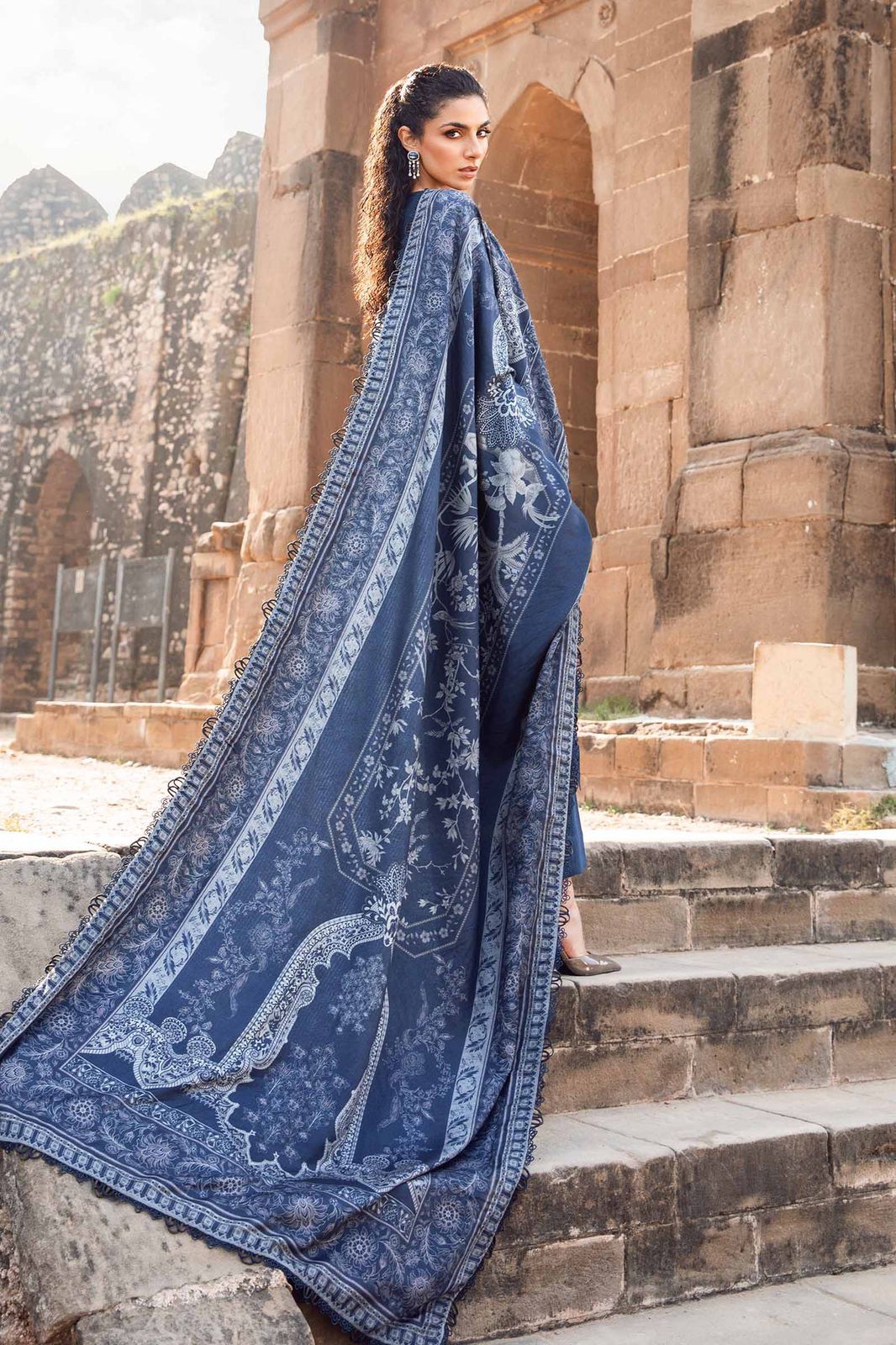 MP Embroidered Royal Blue Luxury Lawn Dress