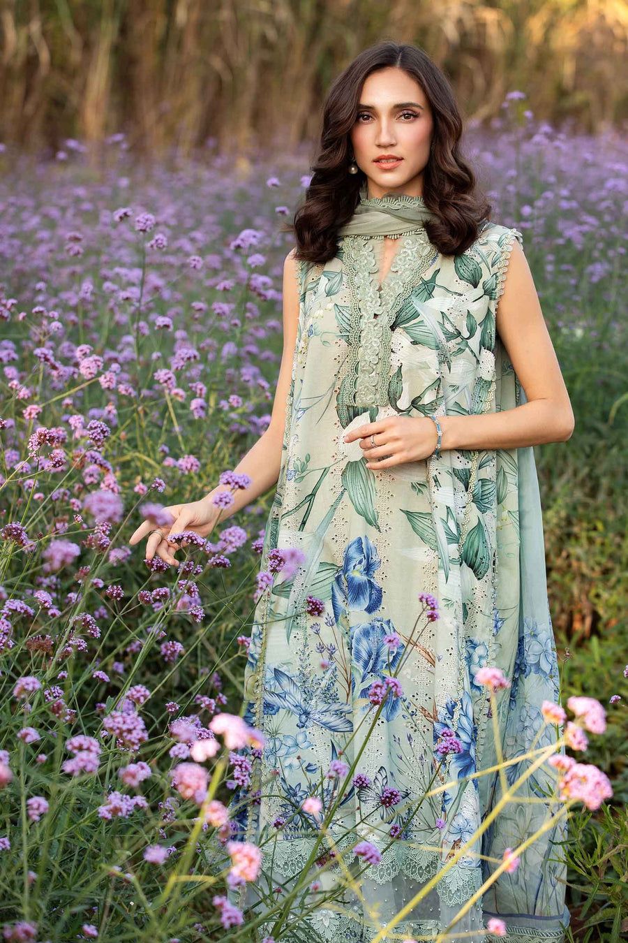 MB Embroidered Pista Luxury Lawn Dress - 2B