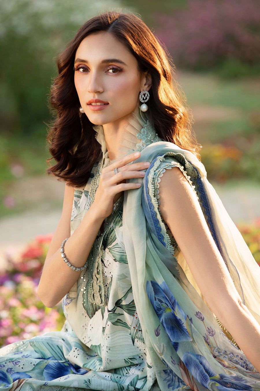 MB Embroidered Pista Luxury Lawn Dress - 2B