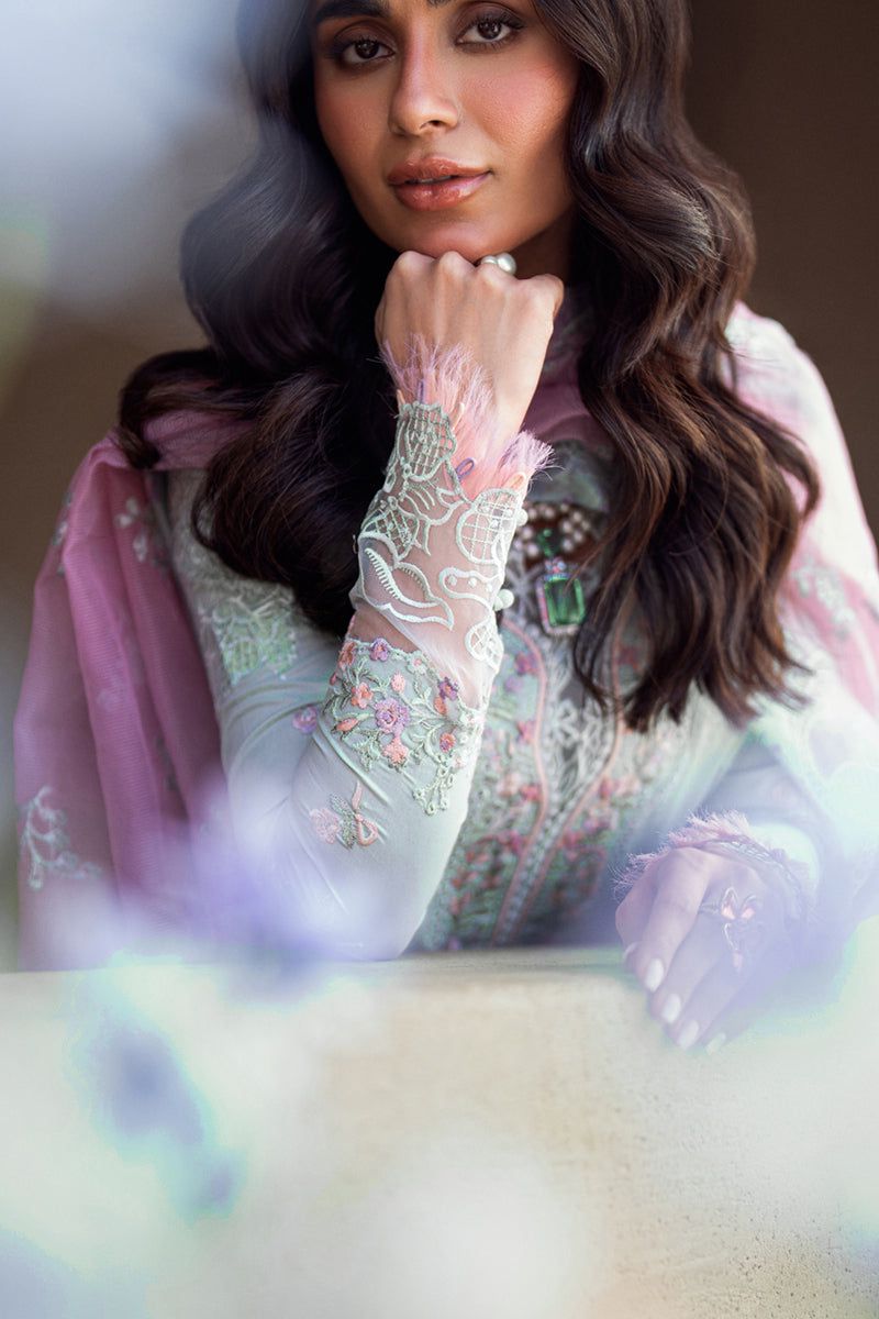 QLR Embroidered Sea Green Luxury Chikankari Lawn Dress