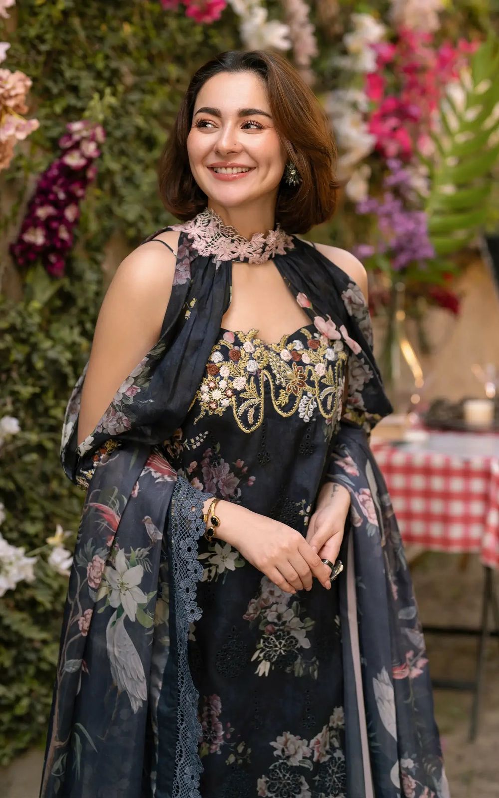 AN Embroidered Navy Blue Luxury Lawn Dress GKL-02