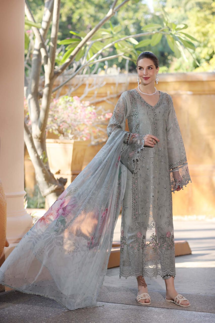 Noor Embroidered Pista Luxury lawn Dress