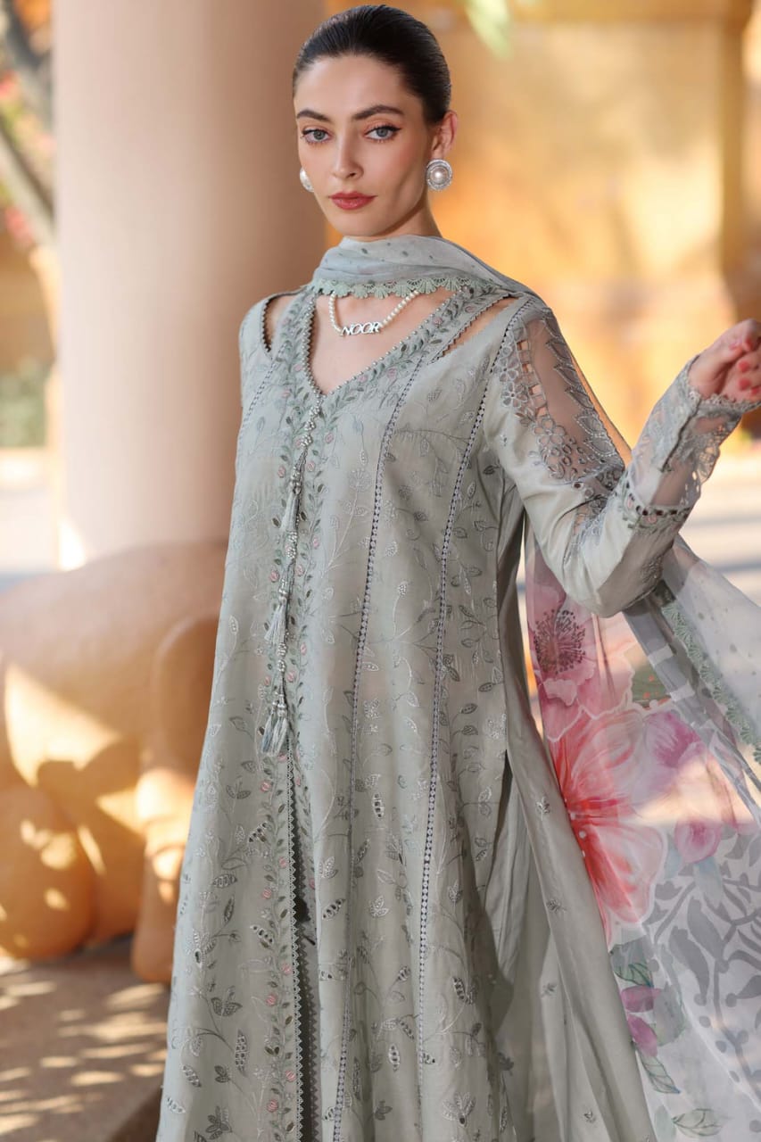 Noor Embroidered Pista Luxury lawn Dress