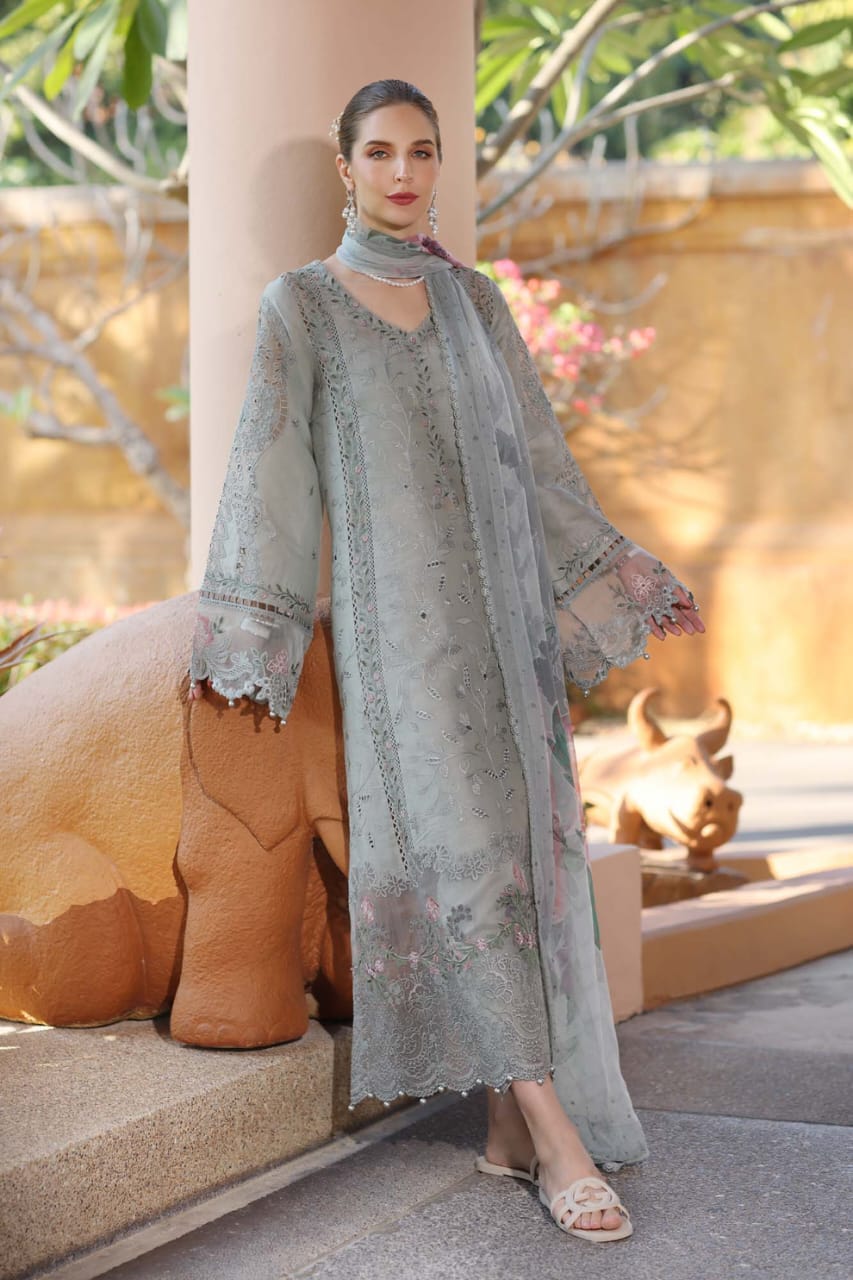 Noor Embroidered Pista Luxury lawn Dress