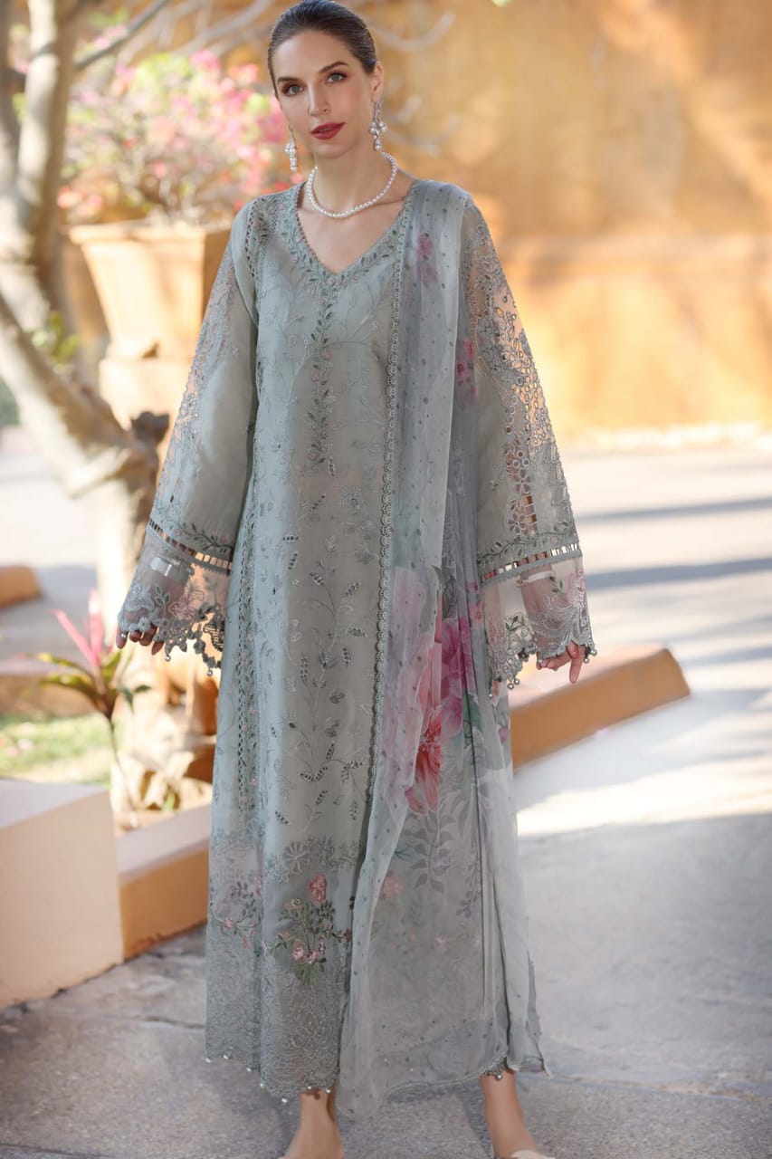 Noor Embroidered Pista Luxury lawn Dress