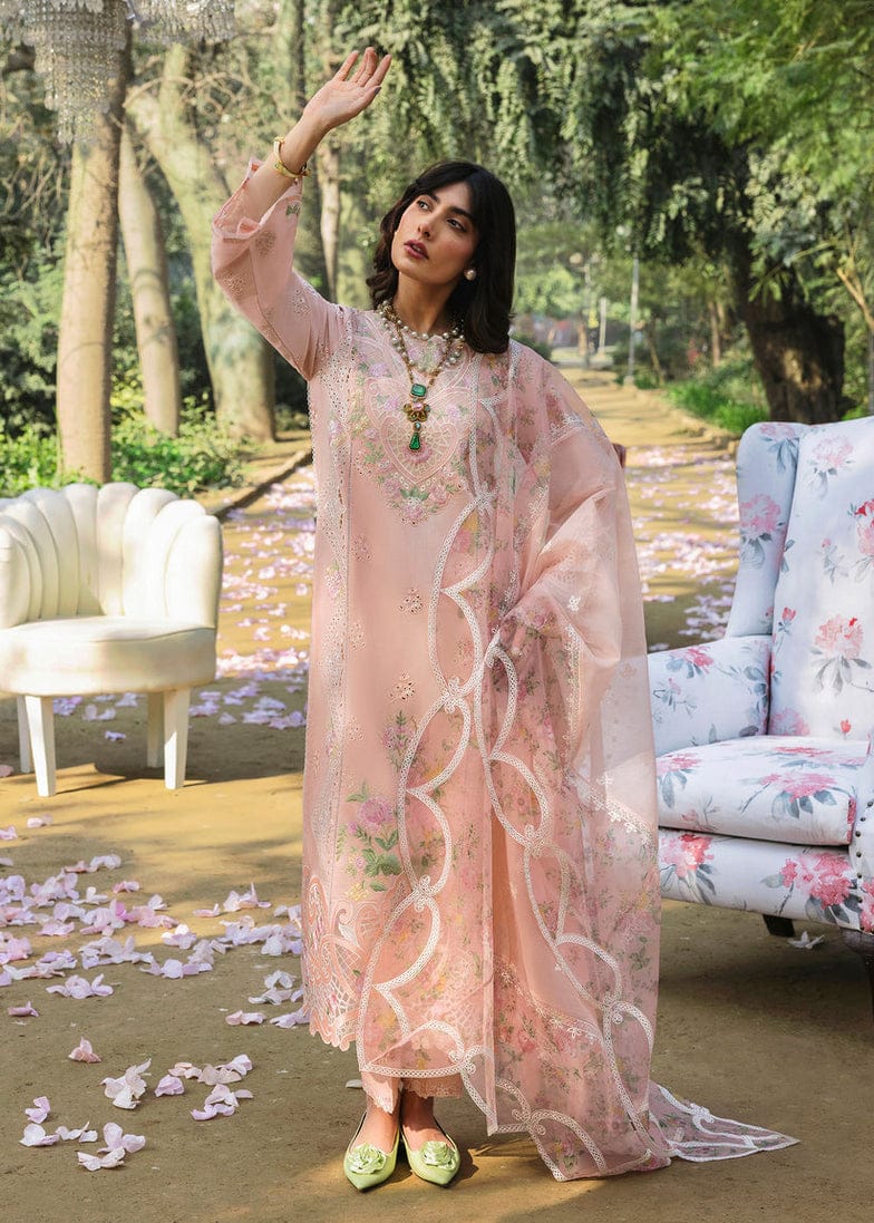 Sardinia Embroidered Tea Pink Floral Luxury Lawn Dress