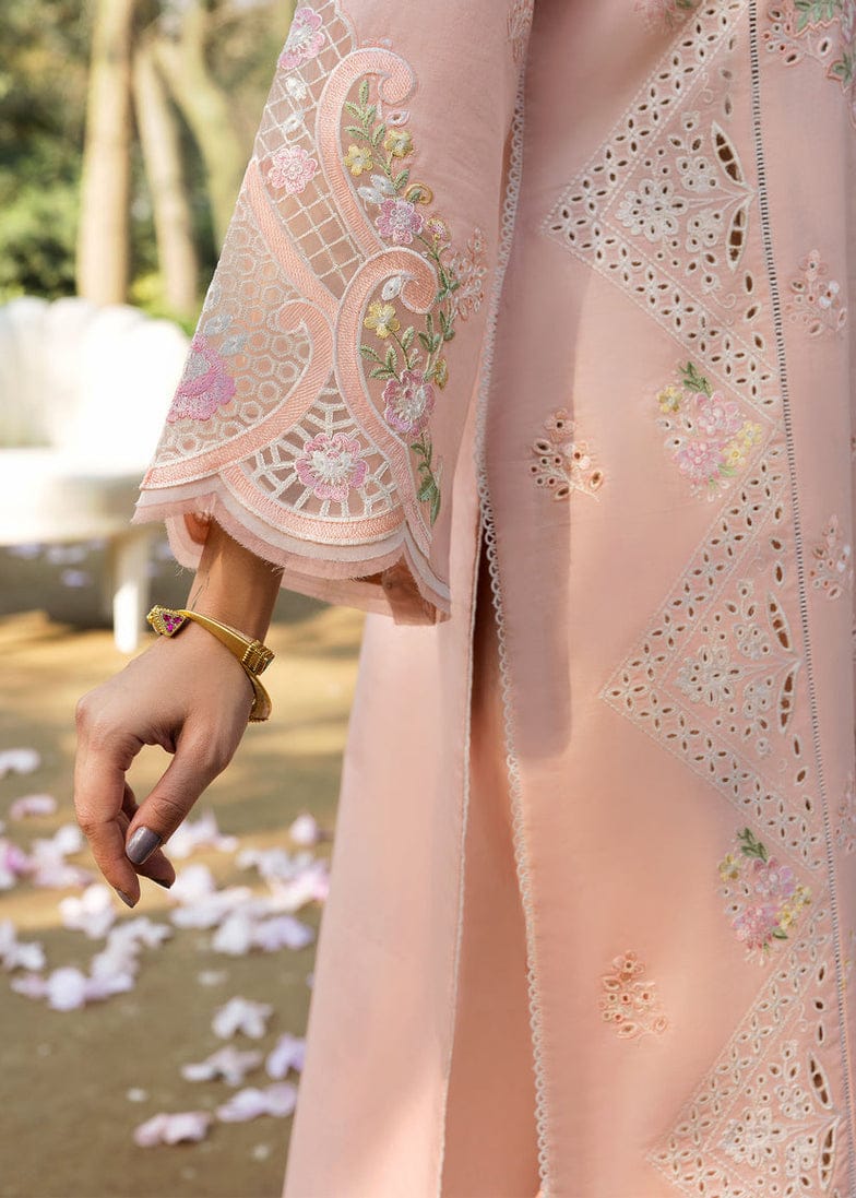 Sardinia Embroidered Tea Pink Floral Luxury Lawn Dress