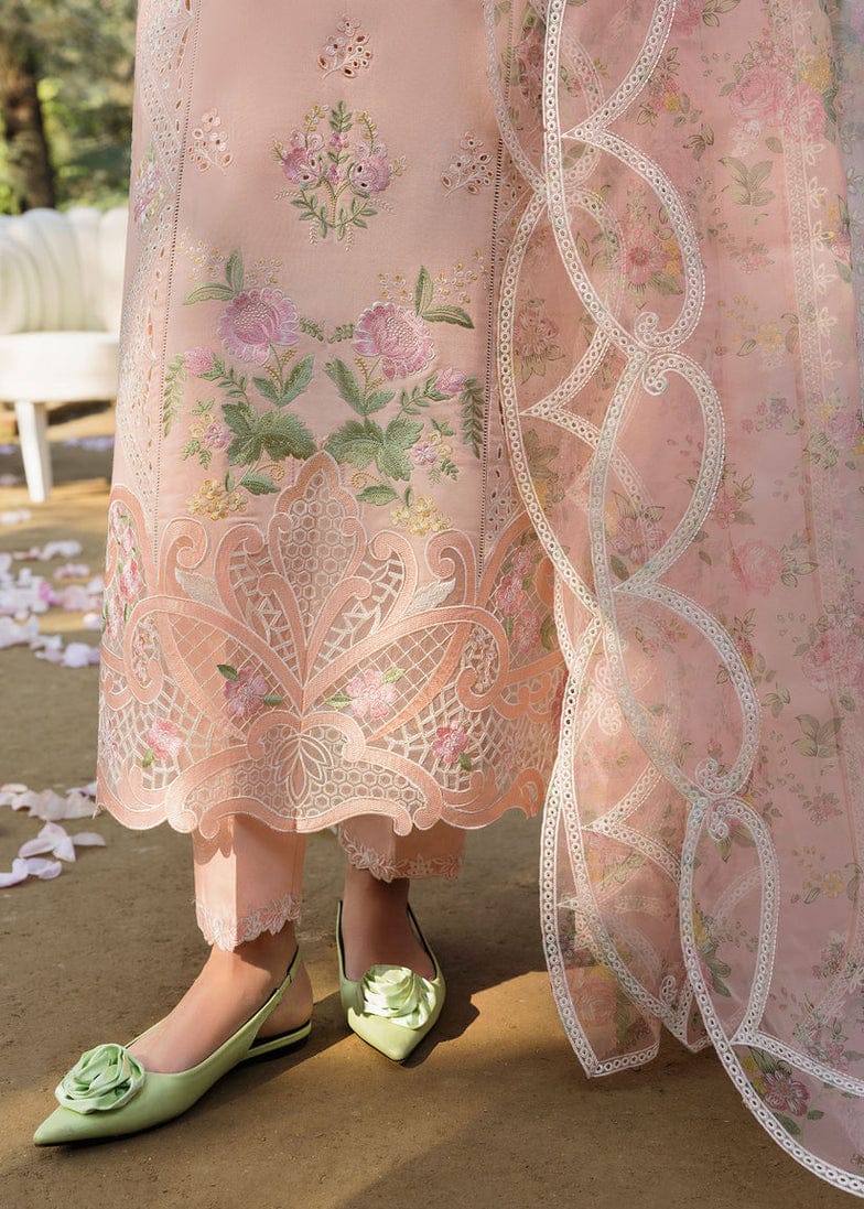 Sardinia Embroidered Tea Pink Floral Luxury Lawn Dress