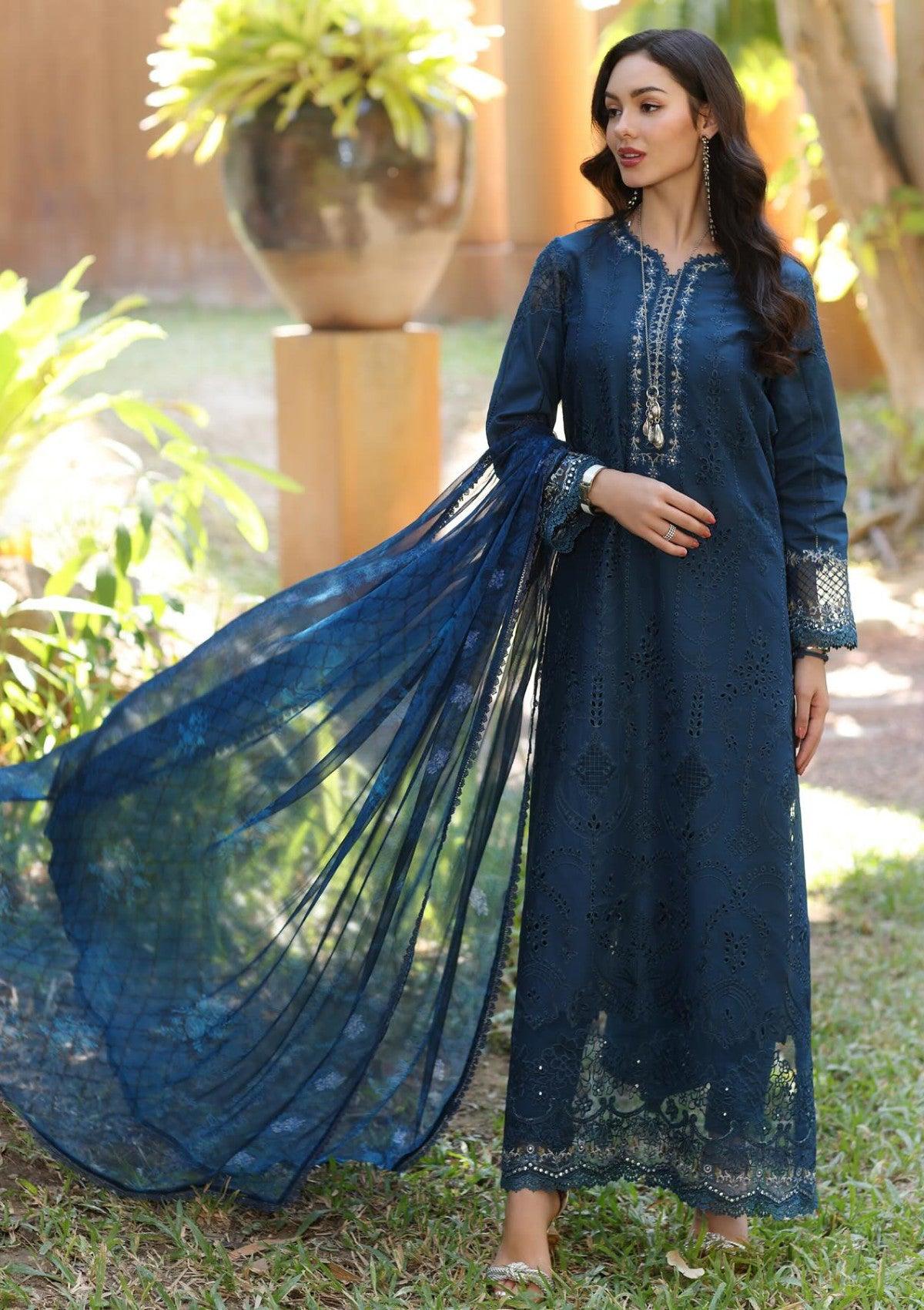 NSA Embroidered Zinc Luxury lawn Chikankari Dress