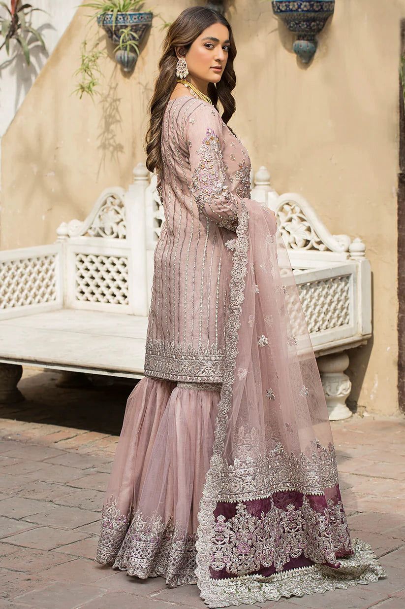 IMZ Embroiderd Tea Pink Luxury Net Gharara