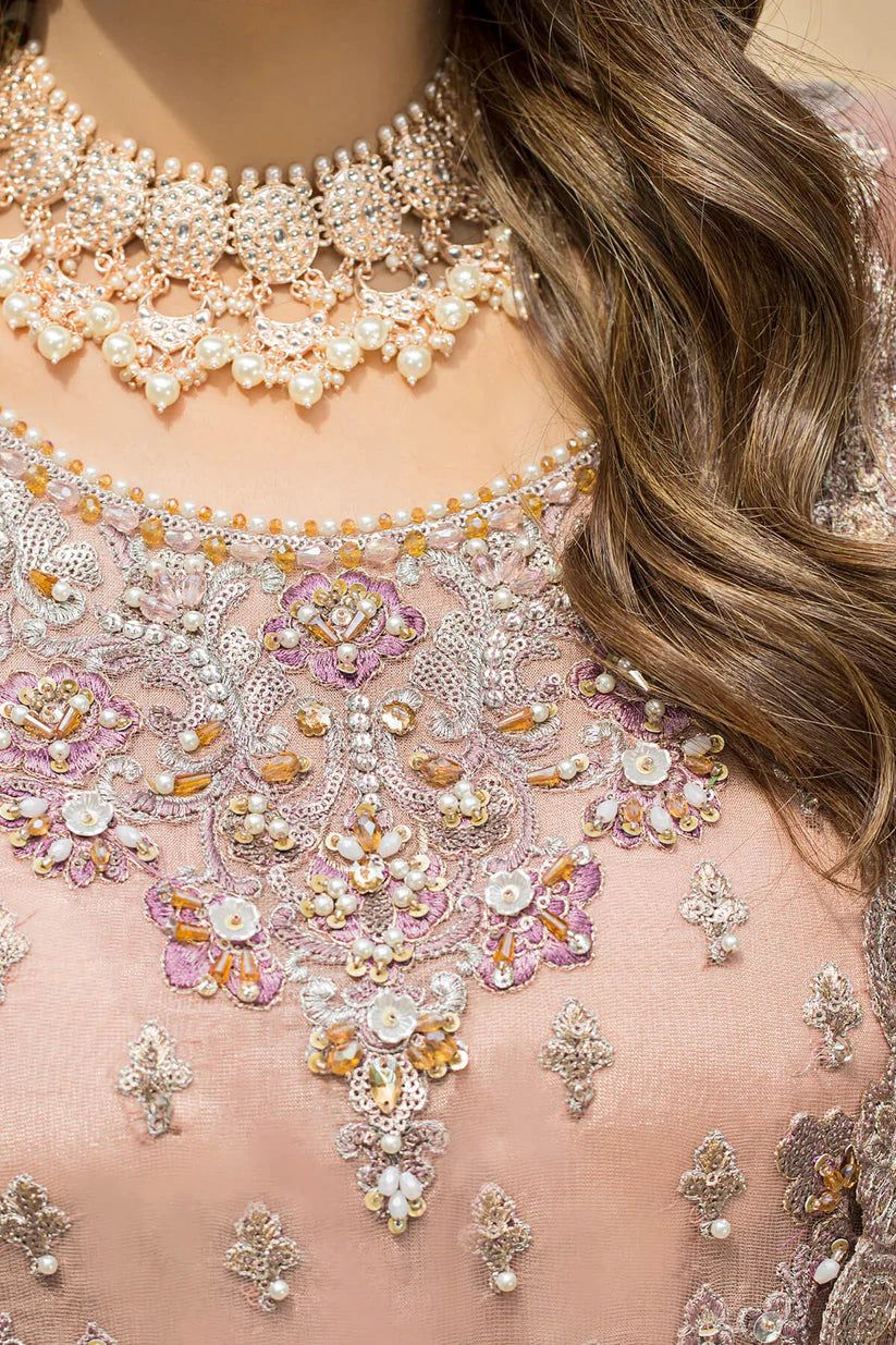 IMZ Embroiderd Tea Pink Luxury Net Gharara
