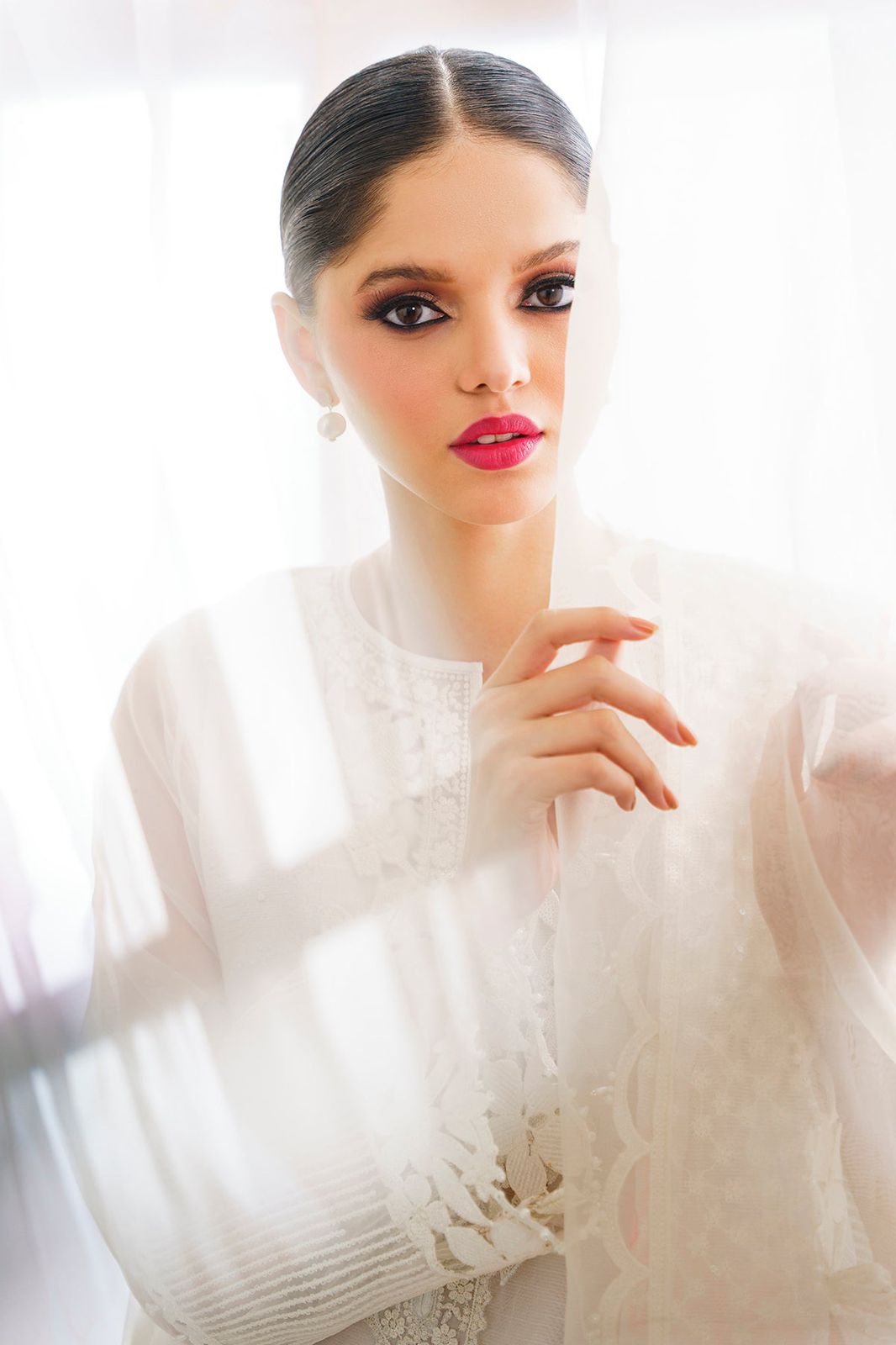 BRQ Embroidered White Luxury Organza Dress
