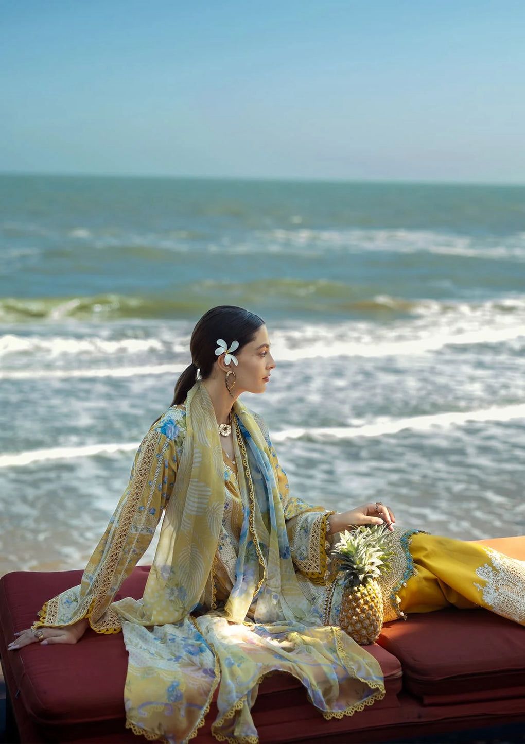 ELF Embroidered Yellow Luxury Lawn Dress