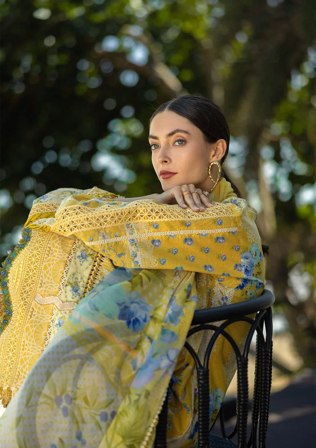 ELF Embroidered Yellow Luxury Lawn Dress