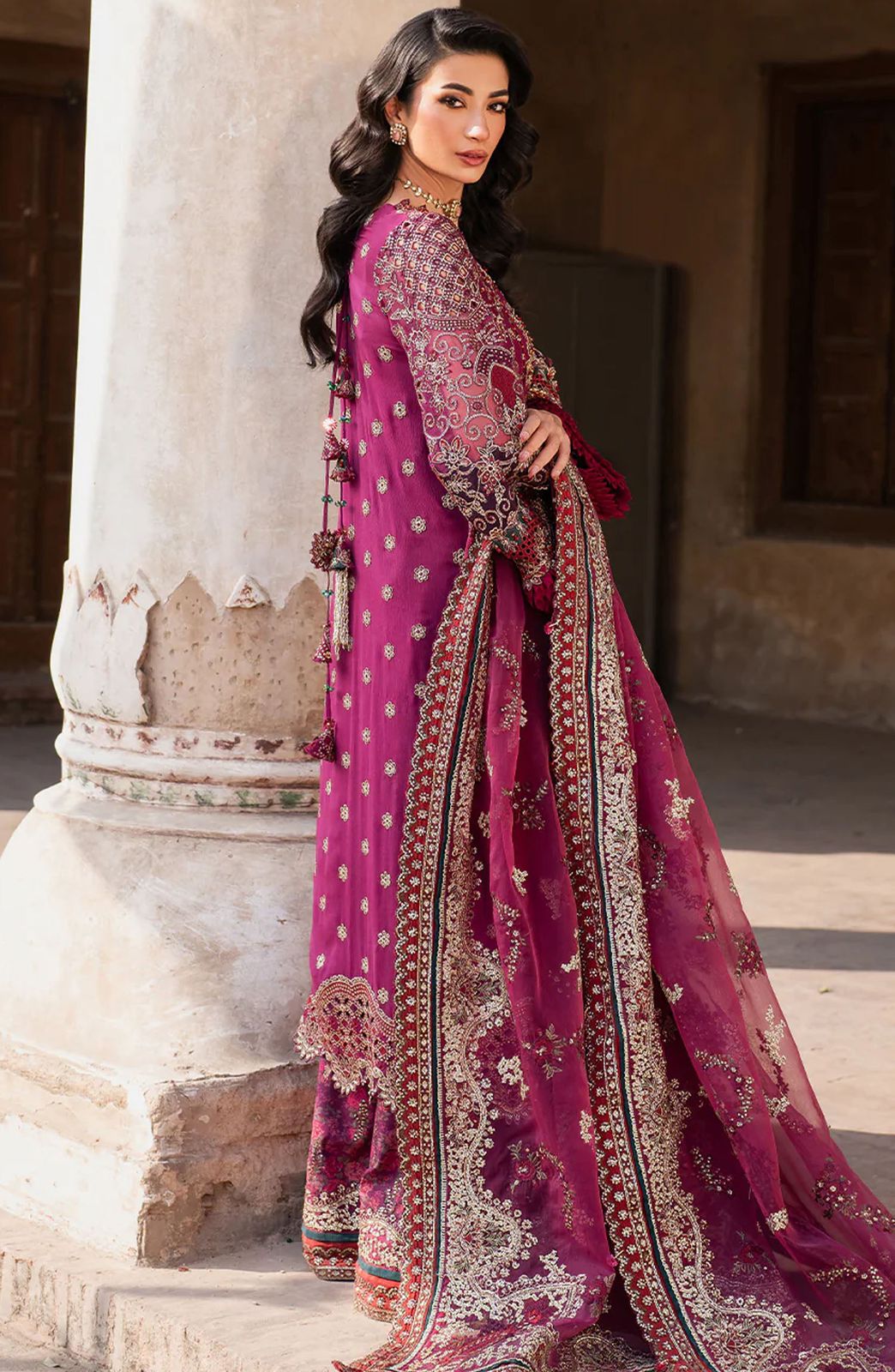 IZK Embroidered Purple Luxury Chiffon lehenga