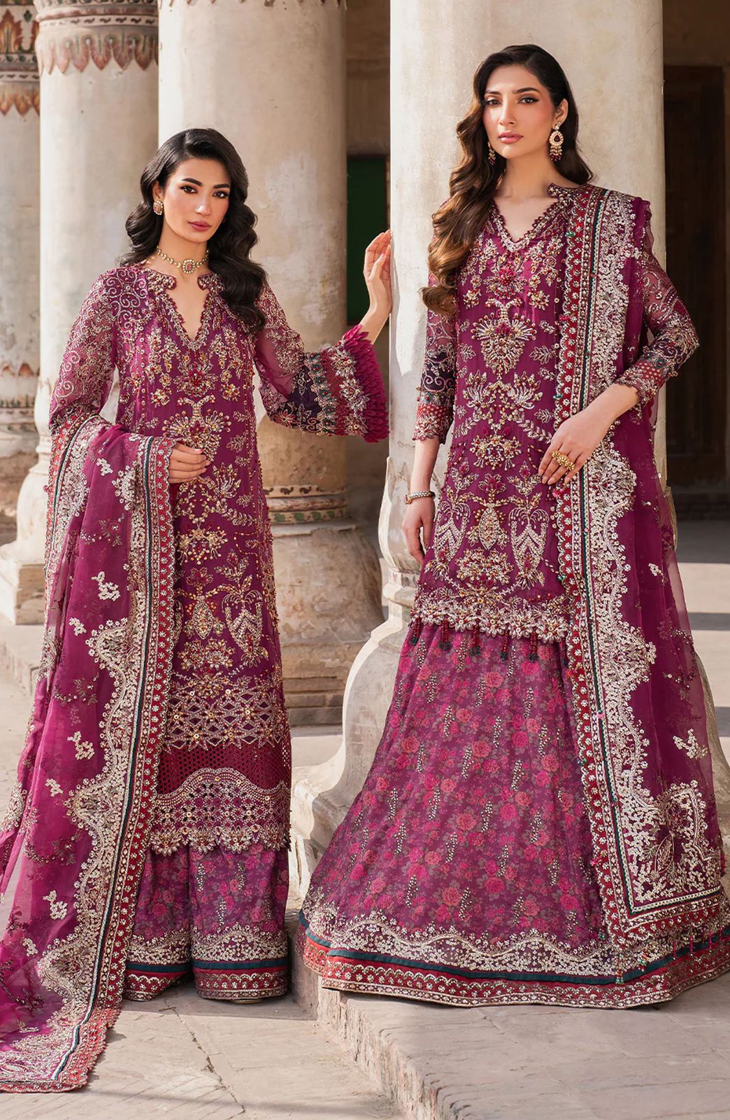 IZK Embroidered Purple Luxury Chiffon lehenga