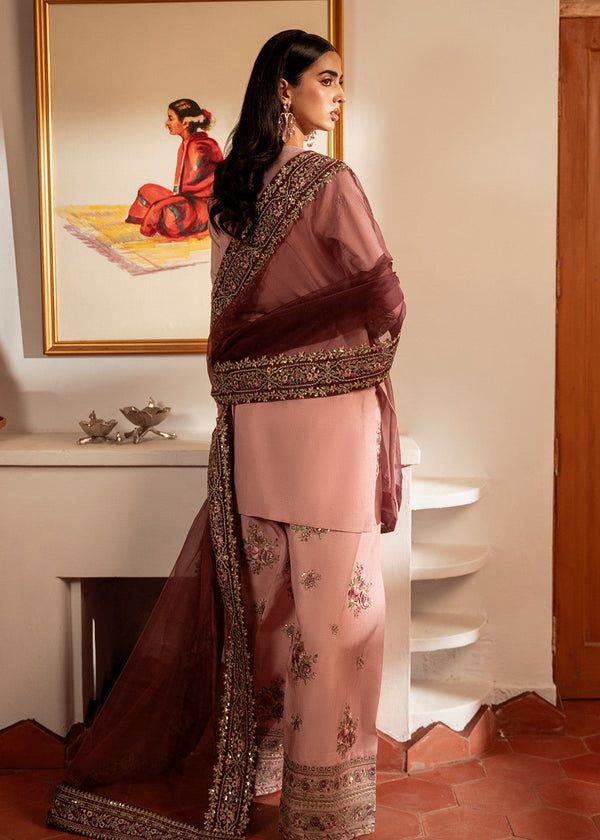 sheenora Embroidered Tea Pink Luxury Cotton silk Dress