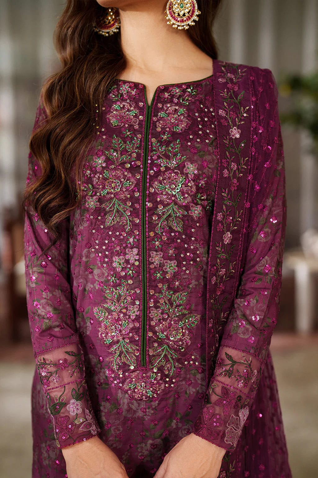Iznik Embroidered Dark Purple Luxury Lawn Dress -538
