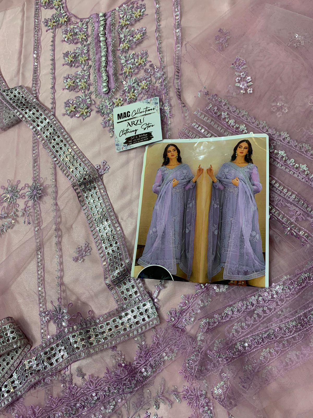 MSQ Embroidered Purple Luxury Net Dress