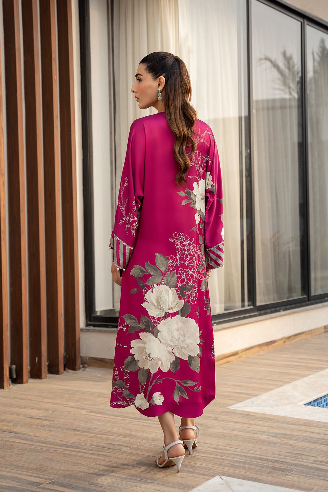 LSR Embroidered Pink Luxury Silk Dress