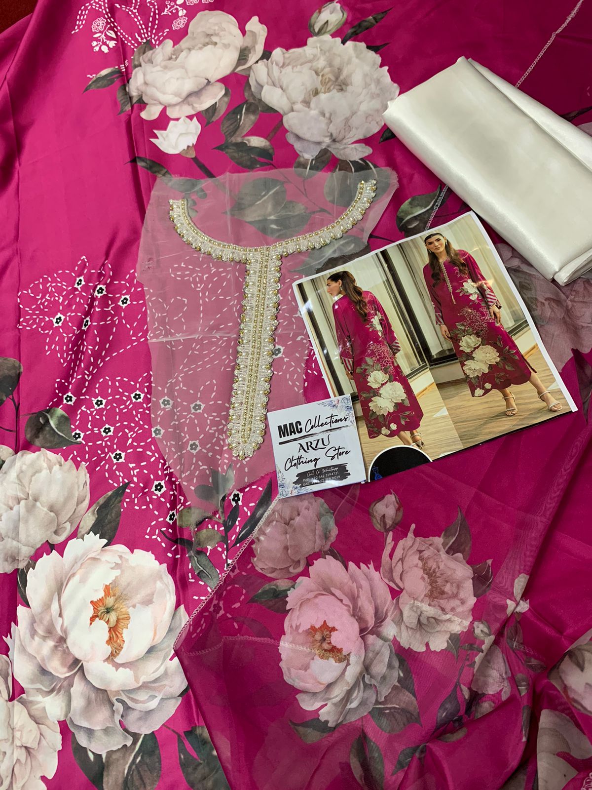 LSR Embroidered Pink Luxury Silk Dress